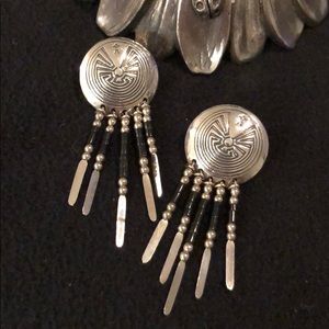 Vintage Conch sterling and black onyx earrings